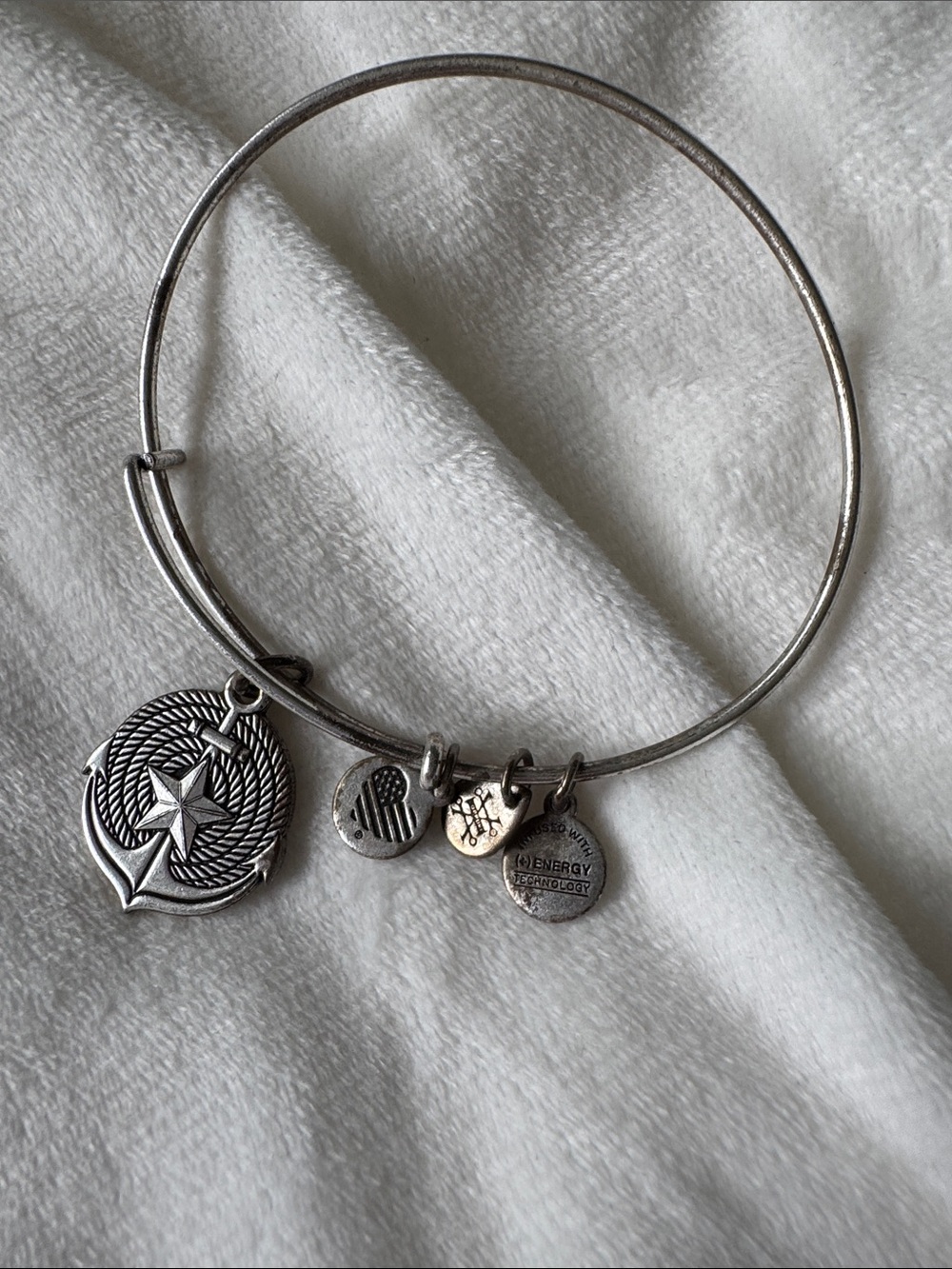 Alex and Ani Silver Nautical Anchor Charm Bangle